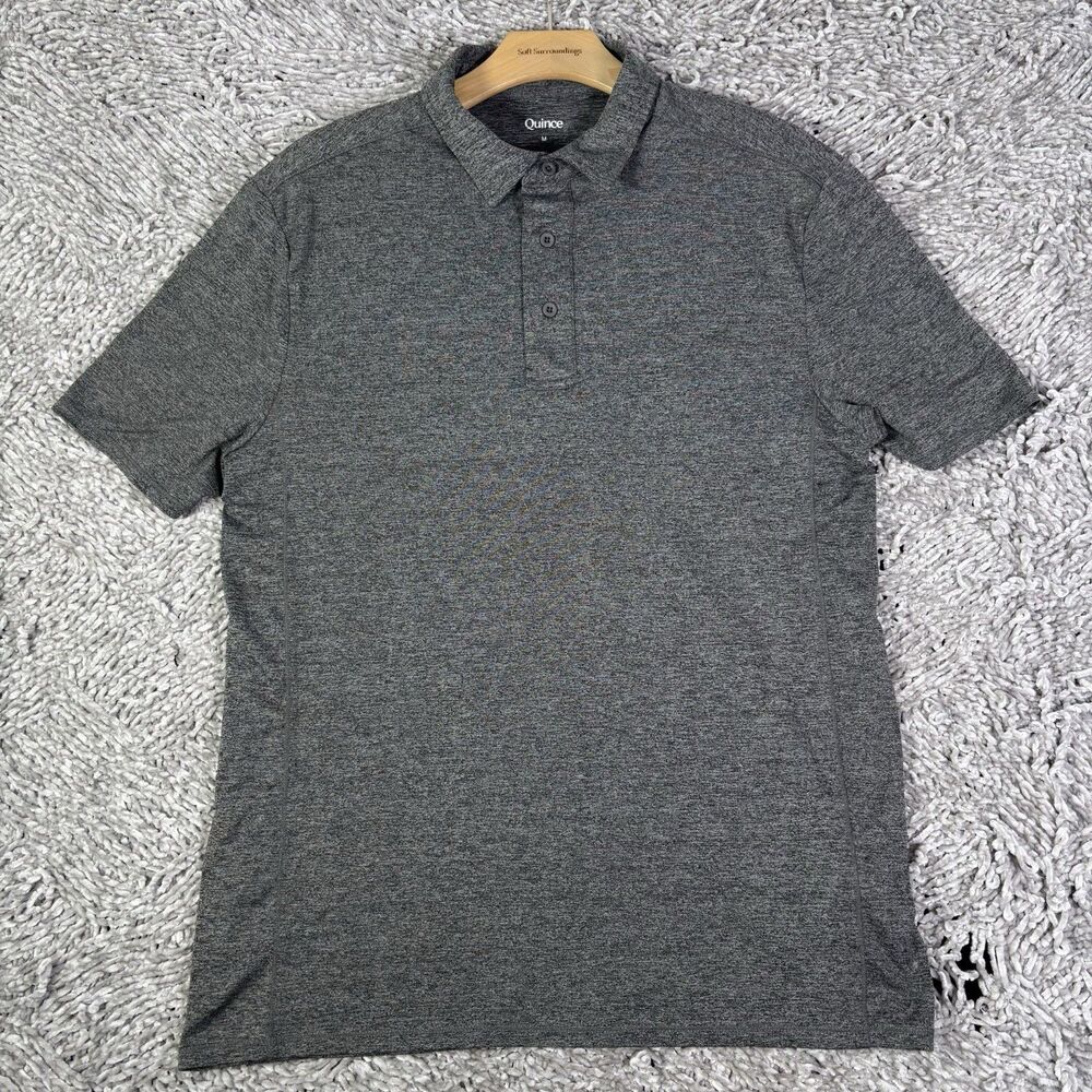 Quince Flowknit Breeze Performance Polo Shirt Mens Medium Gray Short Sleeve Golf - Picture 2 of 7